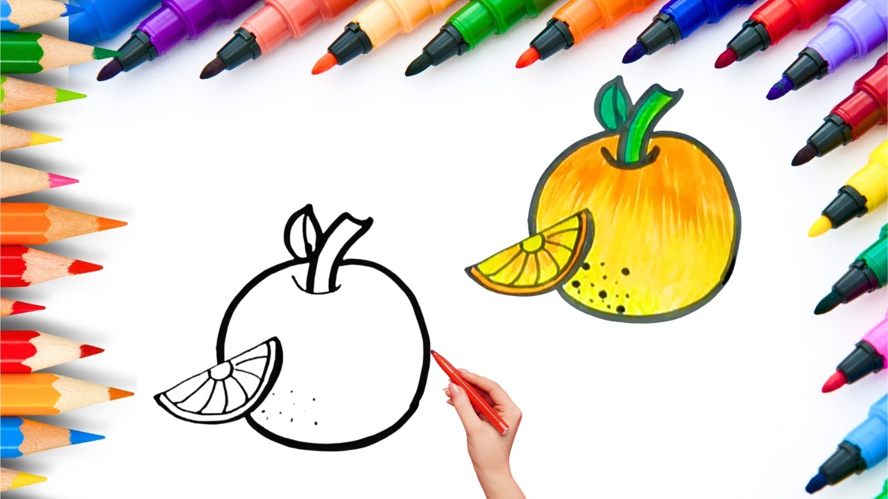 How To Draw cute Orange Drawing, Painting & Coloring For Kids and Toddlers_ Child Art 🐋🌈🎨