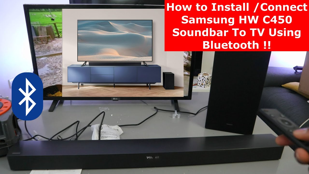 How to Install /Connect Samsung HW C450 Soundbar To TV Using Bluetooth !!
