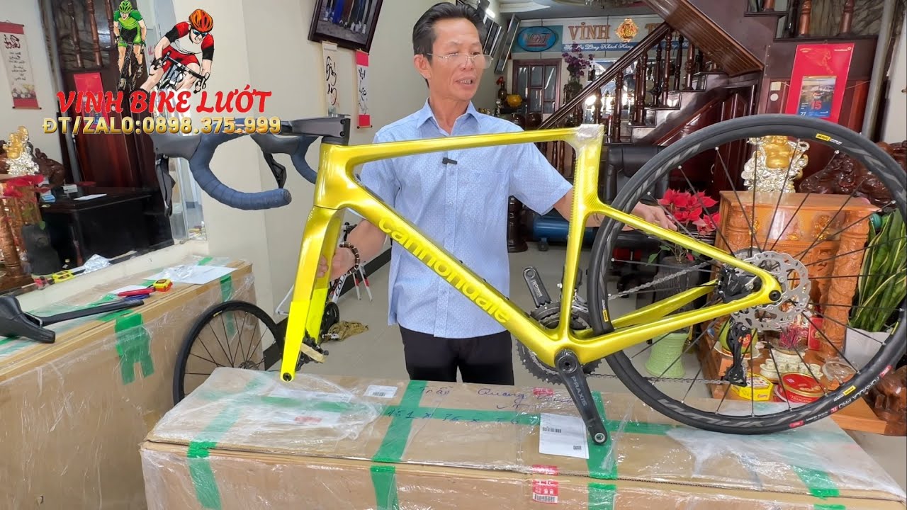 Khui thùng xe đạp mới về Cannondale SupersixEvo 2023 dis Di2 7170 full Carbon, vành Roval CLX Carbon