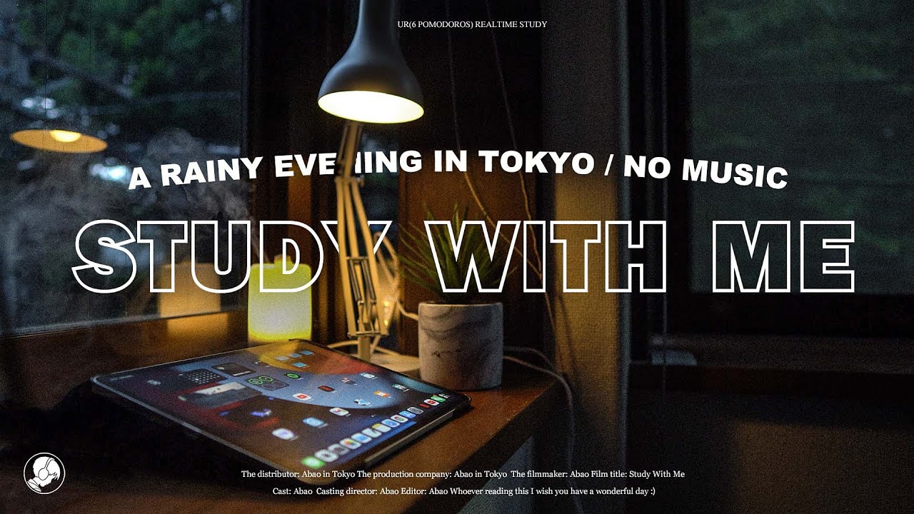 3-HOUR STUDY WITH ME🏡 / NO MUSIC / A Rainy Evening in Tokyo / with countdown+alarm