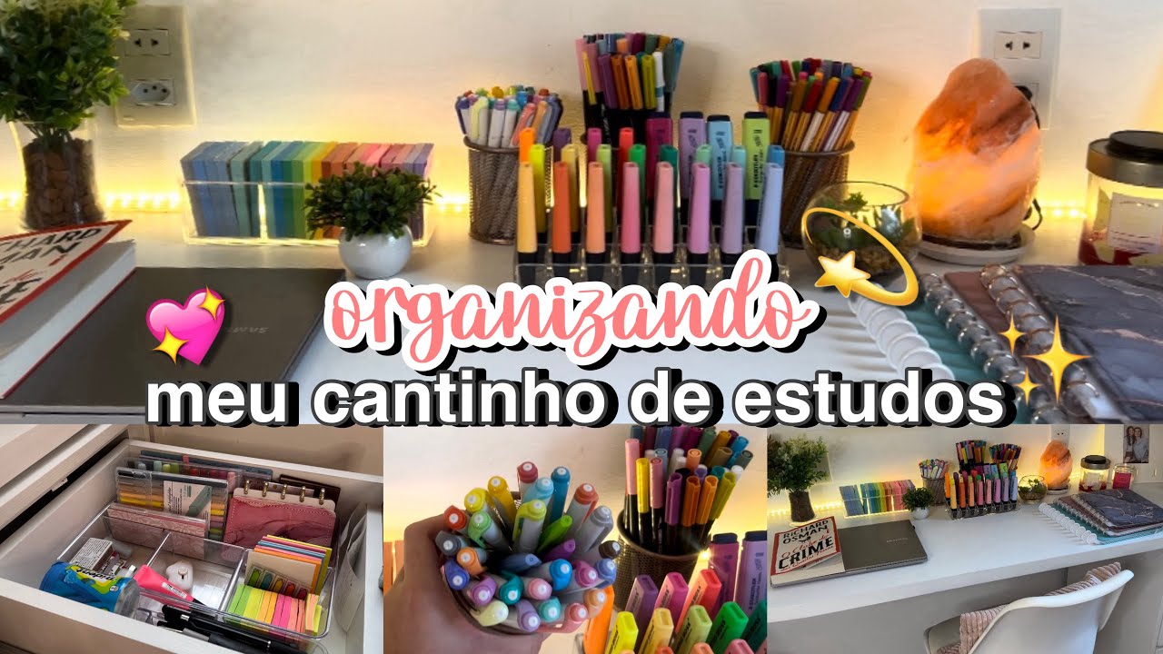 ORGANIZANDO meu Cantinho de Estudos e meu Material Escolar | Tour pela Escrivaninha