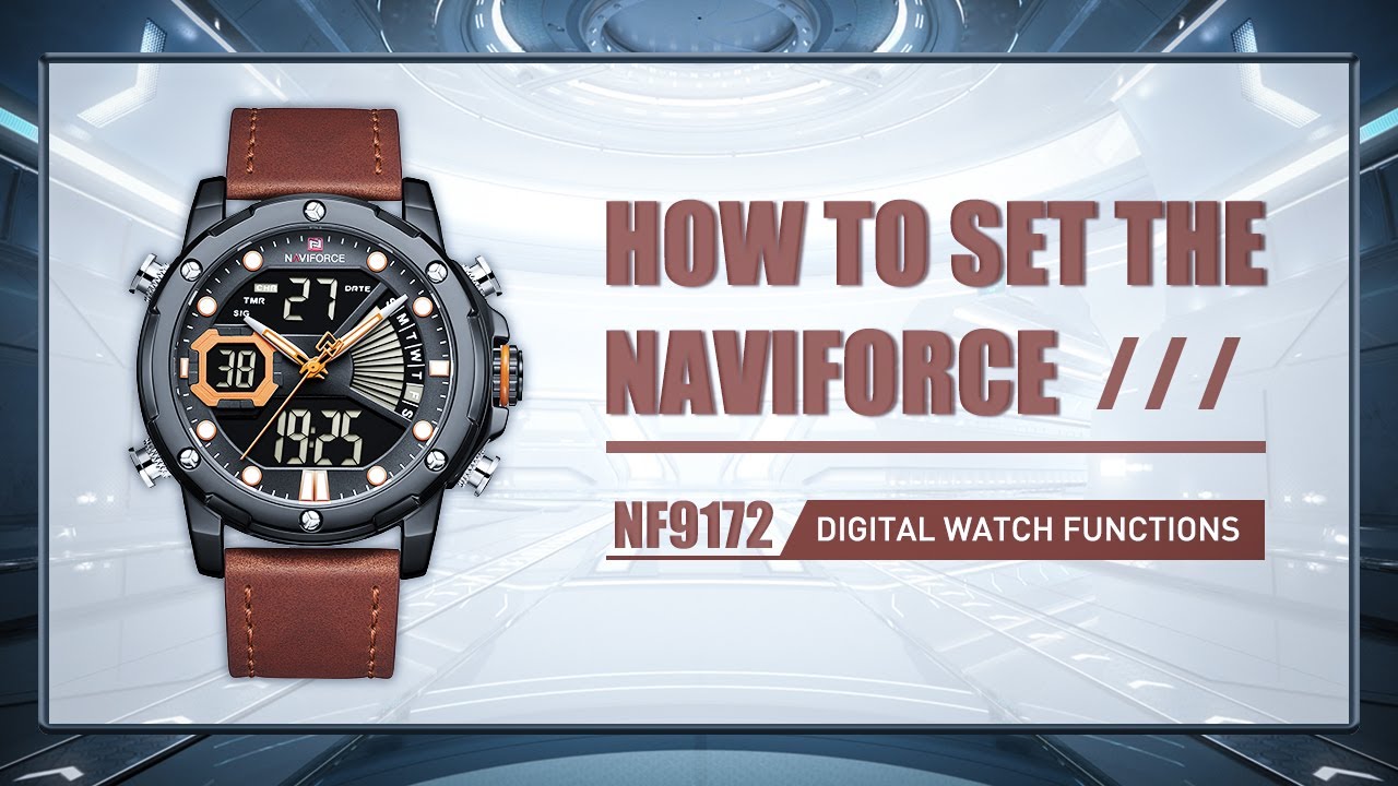 How to set the NAVIFORCE multifunctional LED Digital men's watch NF9172 adjust the digital functions