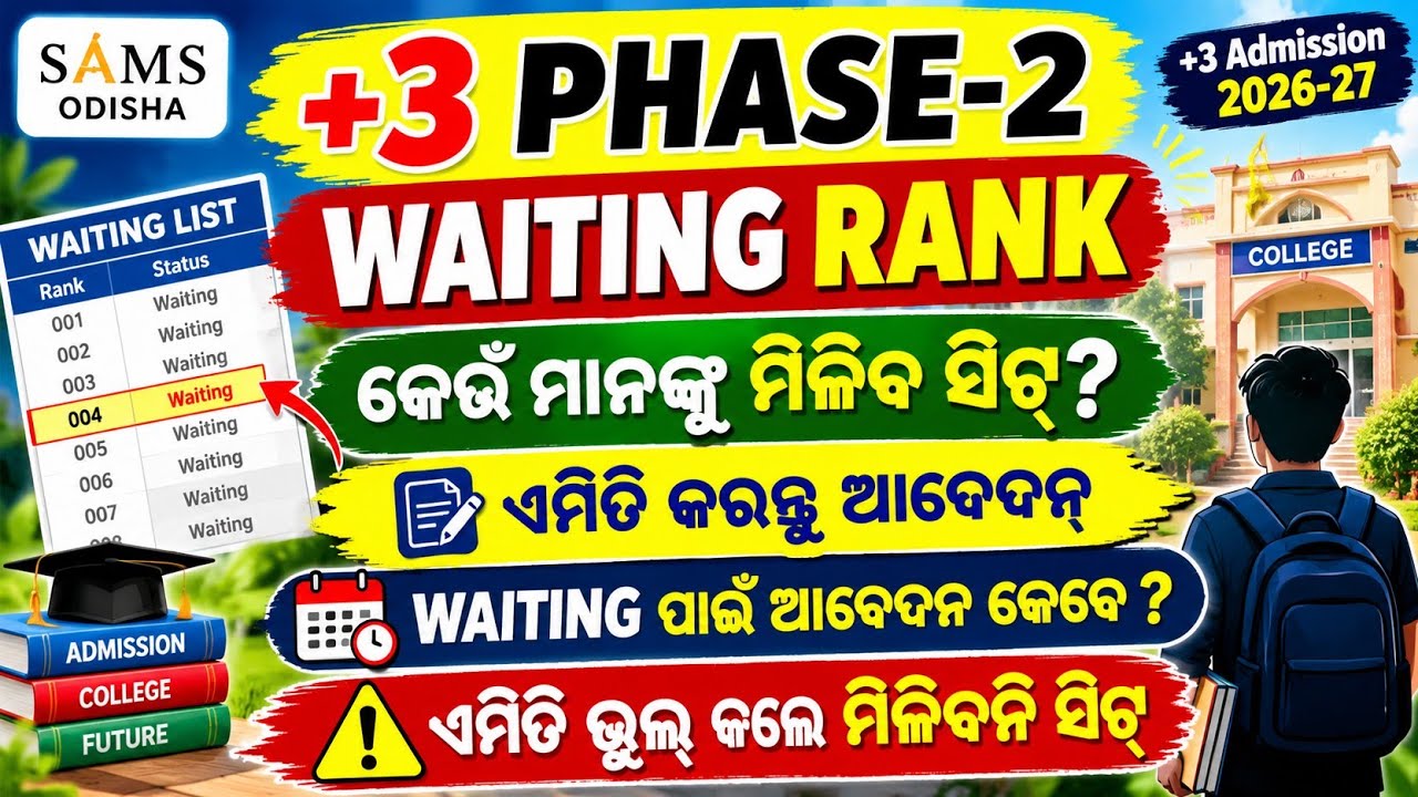 +3 Phase-2 Admission 2026 | +3 Phase-2 Waiting Selection | +3 Phase-2 Spot Apply | Spot Full Details