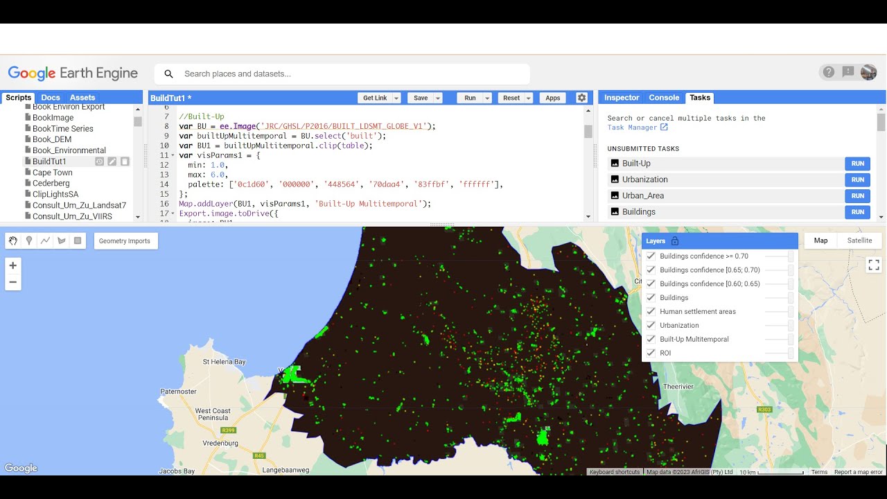 Google Earth Engine Tutorial 40 - Urban, Built-Up & Settlement Datasets for our ROI; Clive Coetzee