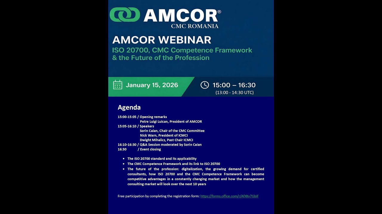 AMCOR Webinar - ISO 20700, CMC Competence Framework and the Future of the Profession (edited)