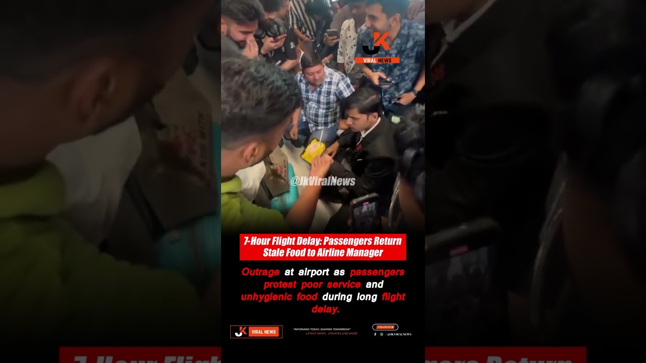 Outrage at airport as passengers protest poor service and unhygienic food during long flight delay.