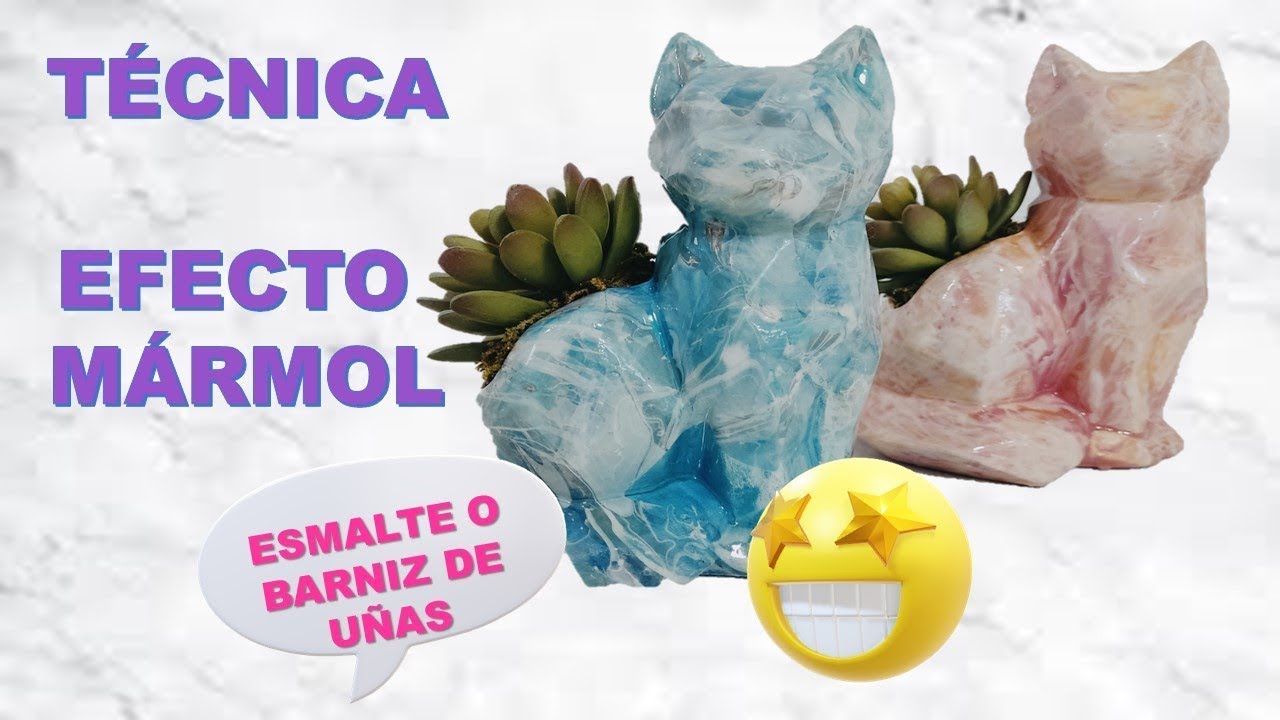 Técnica Efecto Mármol en Cerámica/ Con esmalte de uñas/Decorando con Yaz