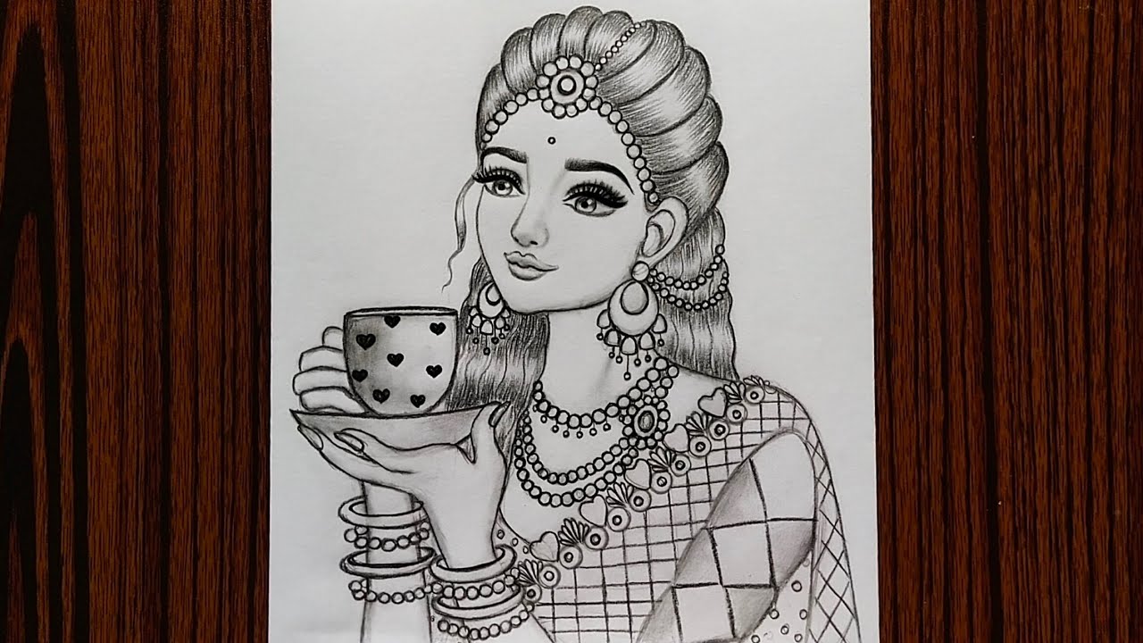 How to draw a Beautiful Traditional bride very easy | Girl drawing | Pencil Sketch