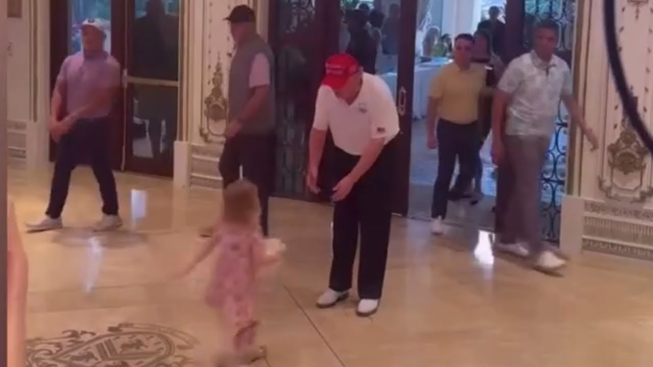 Heartwarming moment Donald Trump's granddaughter leaps into his arms
