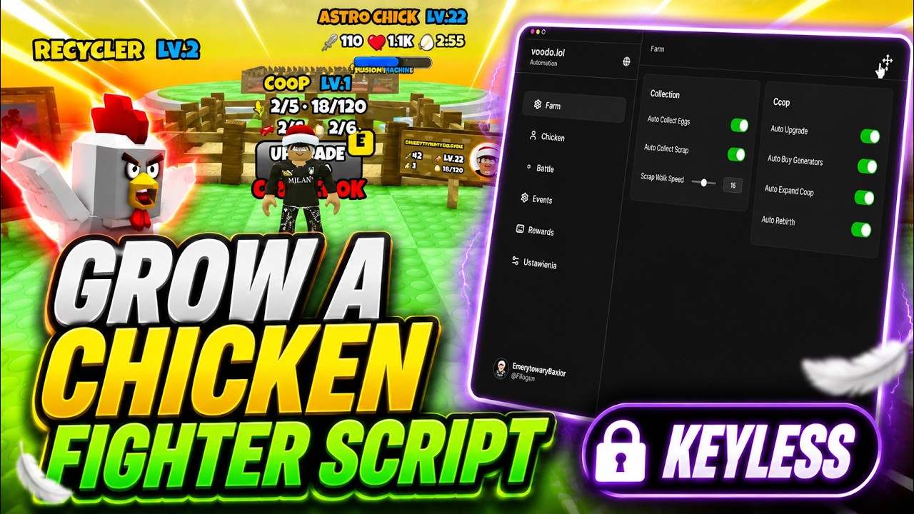 [UPDATED] WORKING Grow a Chicken Fighter Script - AUTOFARM, AUTO SCRAP, AUTO UPGRADE (NO KEY)