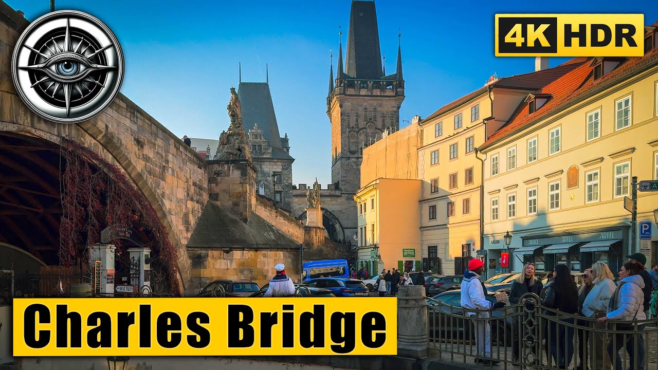 Prague Walking Tour of Charles Bridge and Kampa Island 🇨🇿 Czech Republic 4k HDR ASMR