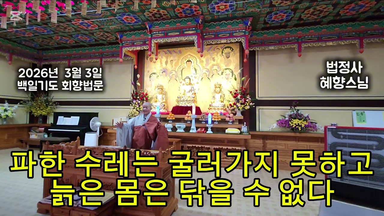법정사  혜향스님  2026년  3월  3일( 정월 대보름) 백일기도  회향법문