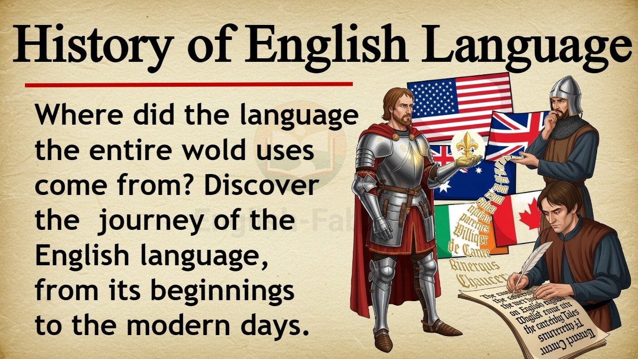 History of English Language || 📜🗣️ Learn English Through Story Level 2 || Graded Reader 🎧