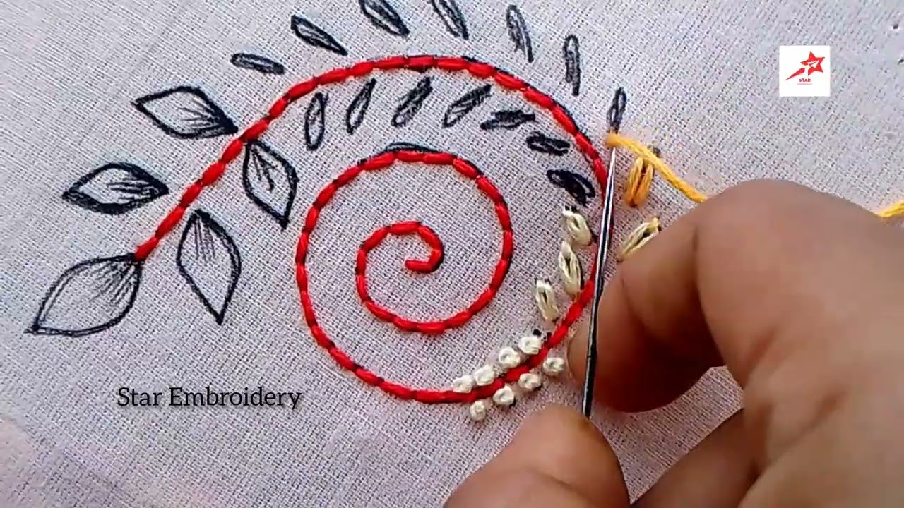 Simple And Easy Embroidery Design for Beginners. Flower Design.