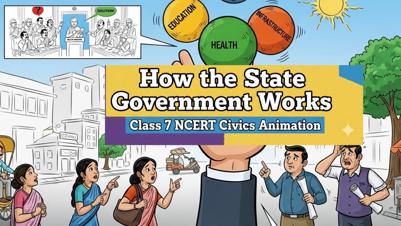 How the State Government Works | Class 7 Civics |NCERT ANIMATION | Easy Whiteboard Explanation