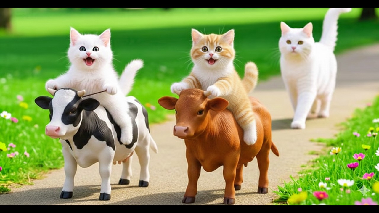 Poor Kittens Buy Two Cows in the Village and Discover Golden Miracle at Home 🐄✨