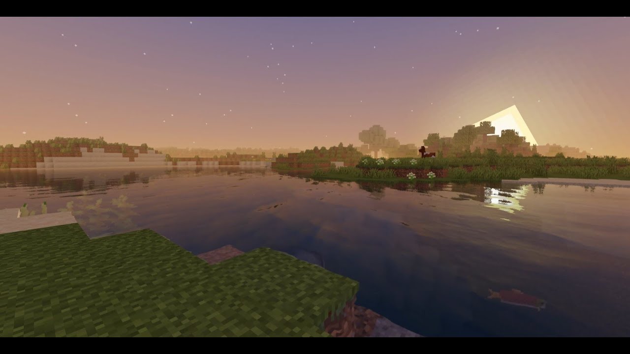 Minecraft sunset but with shaders