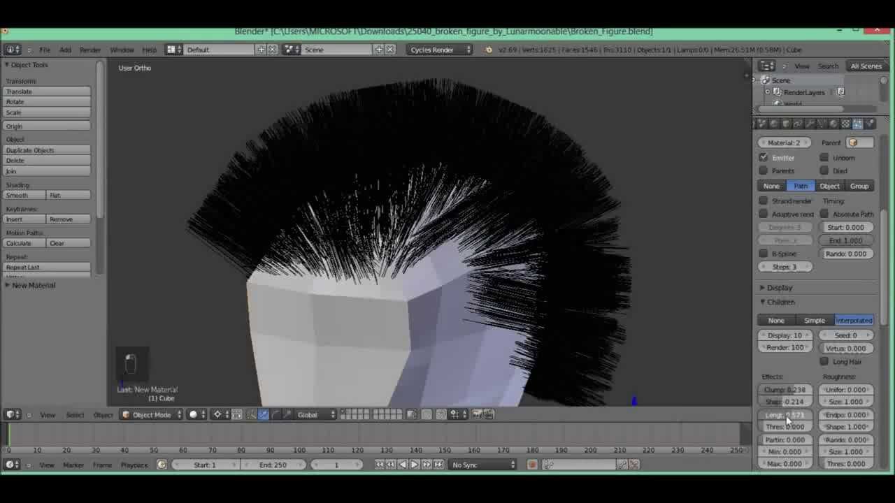 tutorial blender como poner pelo a personaje