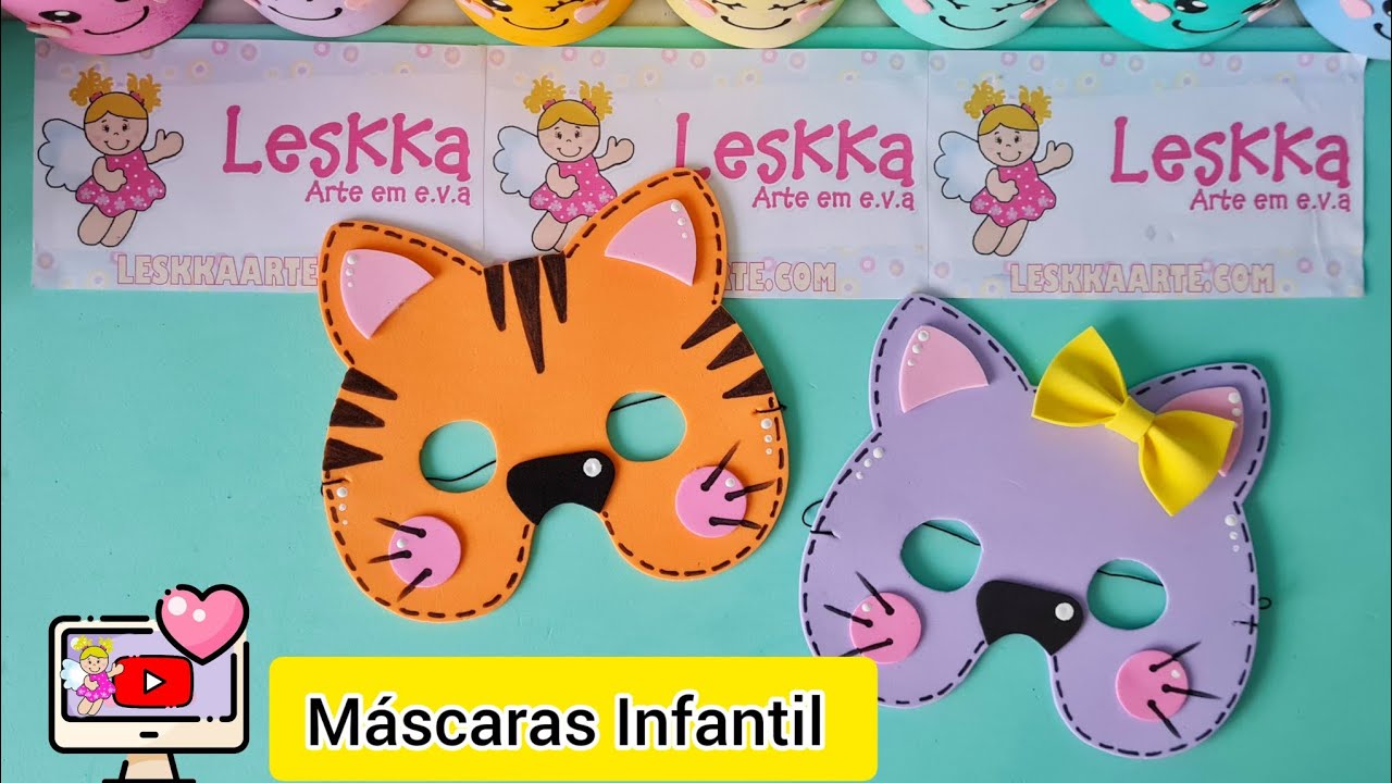 DIY - MÁSCARA INFANTIL - Tigre e gatinha