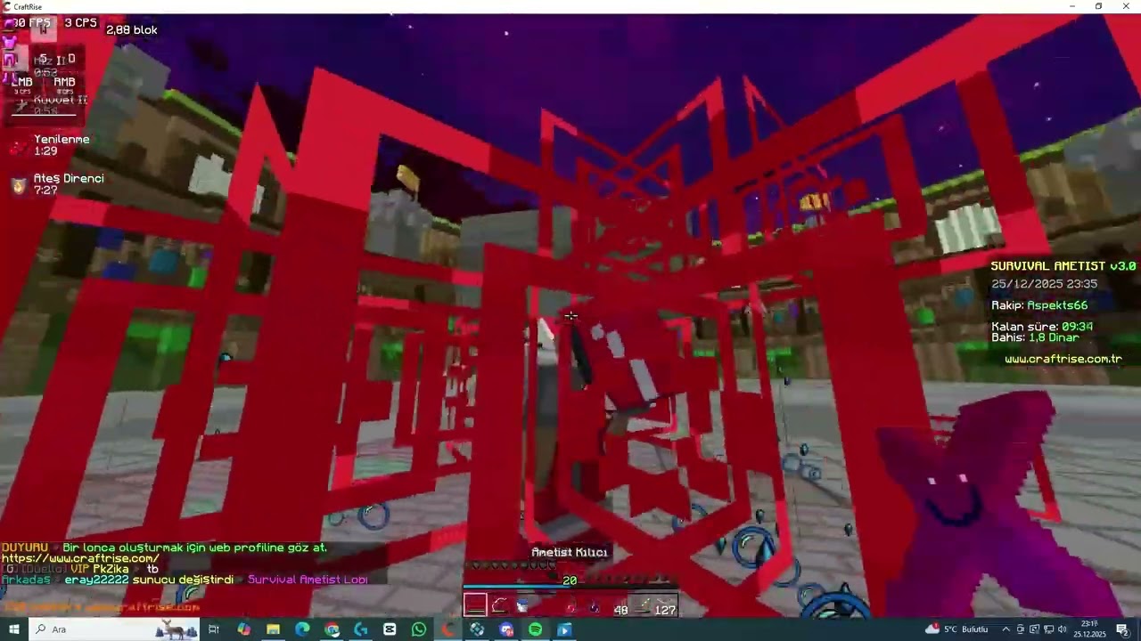 Craftrise Survival Ametist Turnuva PvP Yüksek Paralı Parasız Düello pvp babayım