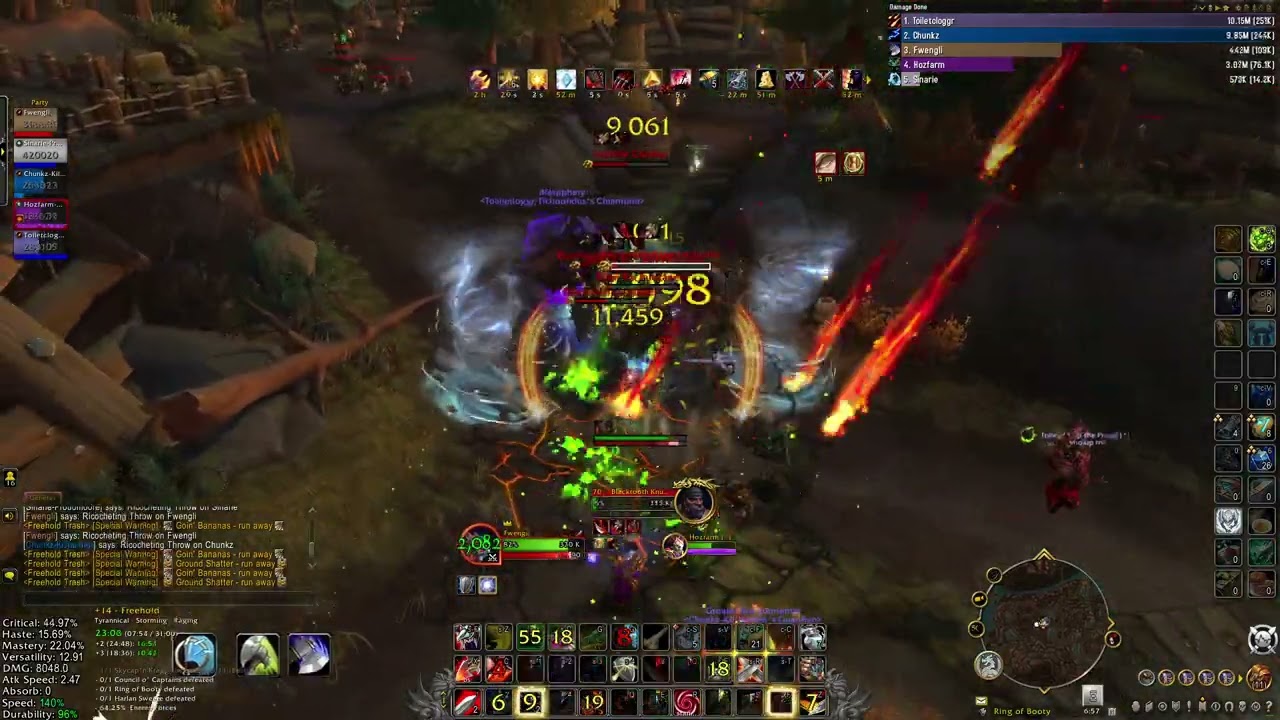 WoW Dragonflight 10.1.0 arms warrior pve Freehold Mythic +14