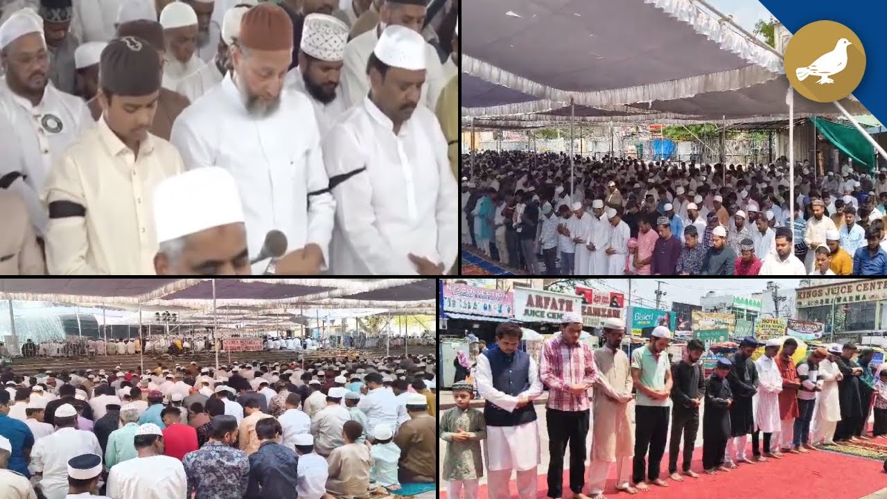 Thousands of Muslims gather for Jumat ul Vida prayer at Mecca Masjid