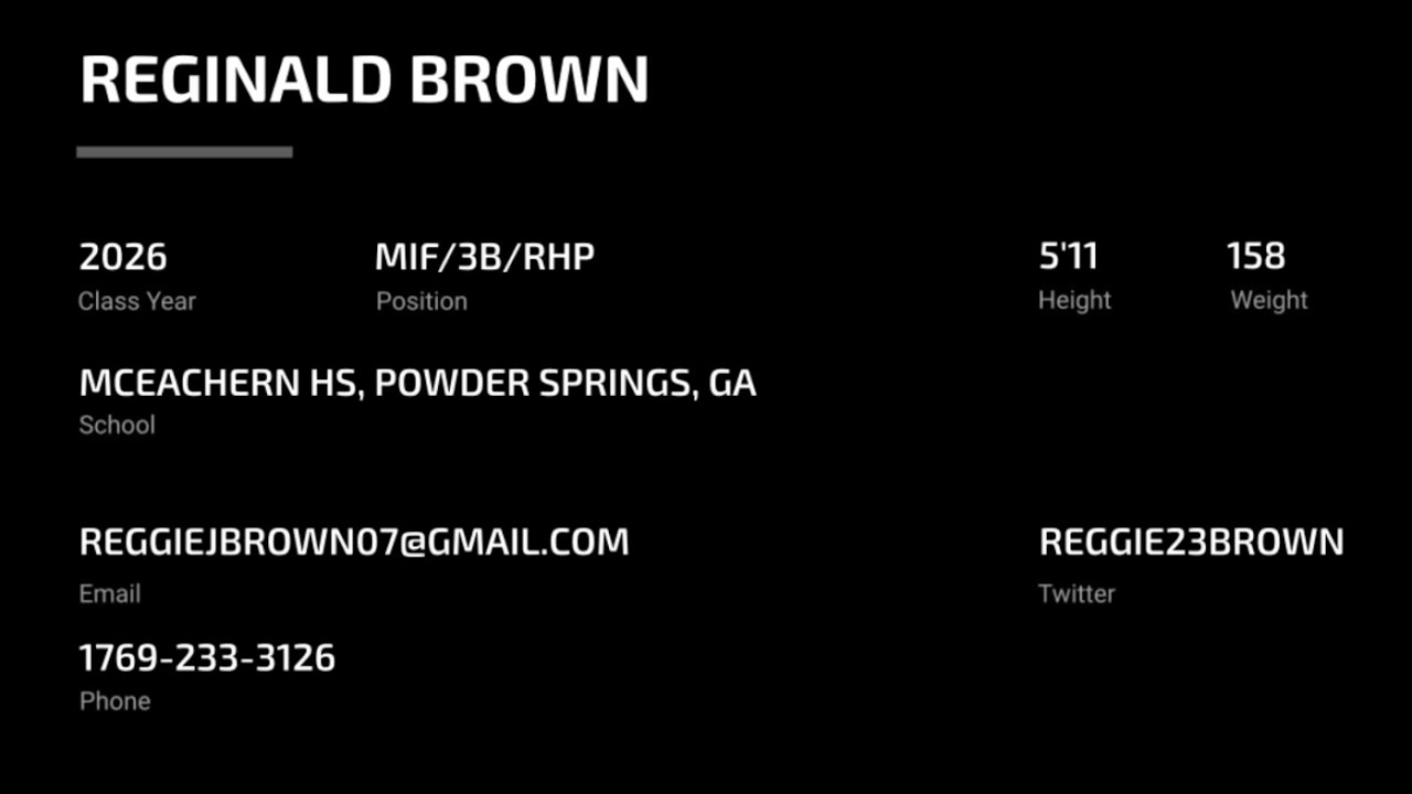 Reginald Brown (2026, MIF/3B/RHP)