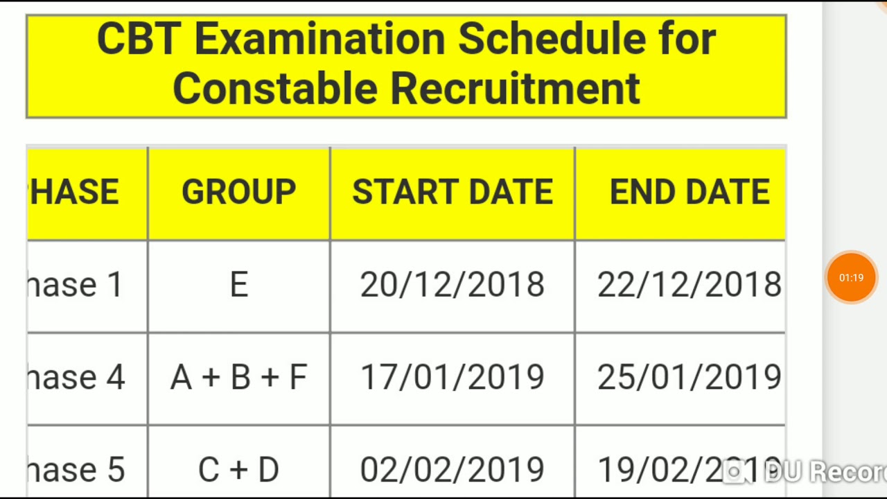 rpf exam time table, rpf exam time table 2018,rpf si time table time table for rpf exam