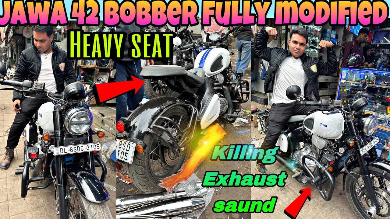 jawa 42 bobber exhaust modified 🔥 bobber double seater | jawa 42 bobber modified