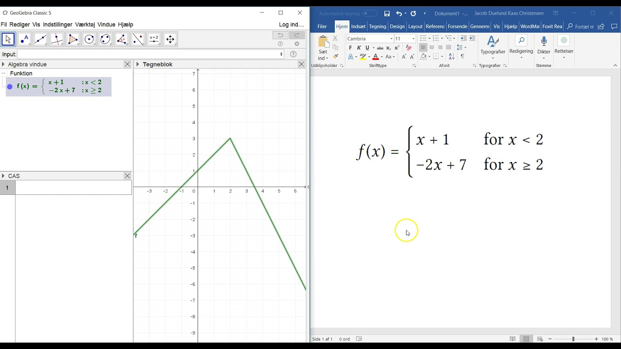 Geogebra: Stykkevis lineære funktioner