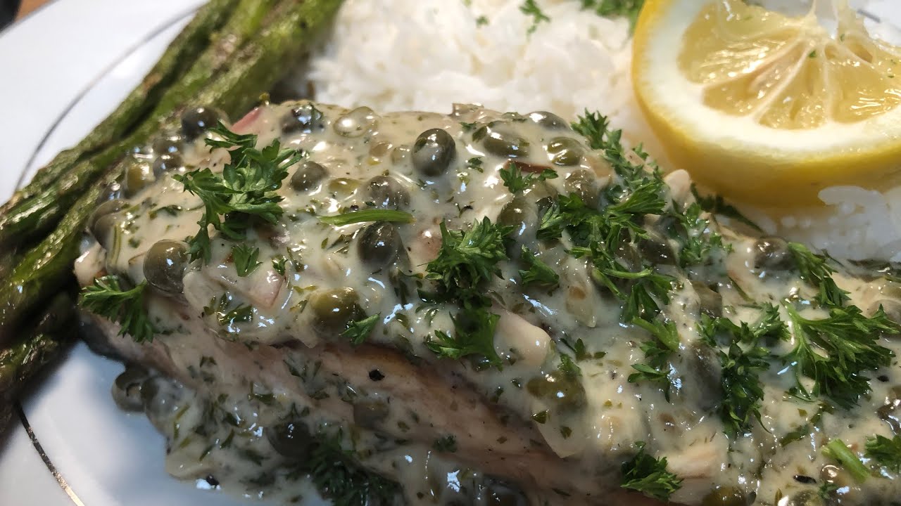Seared Salmon with a Lemon Caper Sauce!  (Super easy recipe)