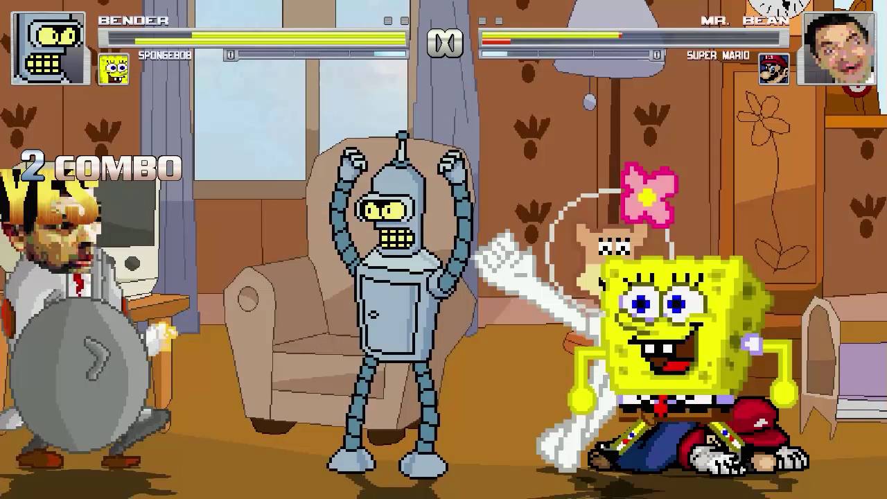 AN Mugen Request #677: Bender & Spongebob VS Mr. Bean & Super Mario