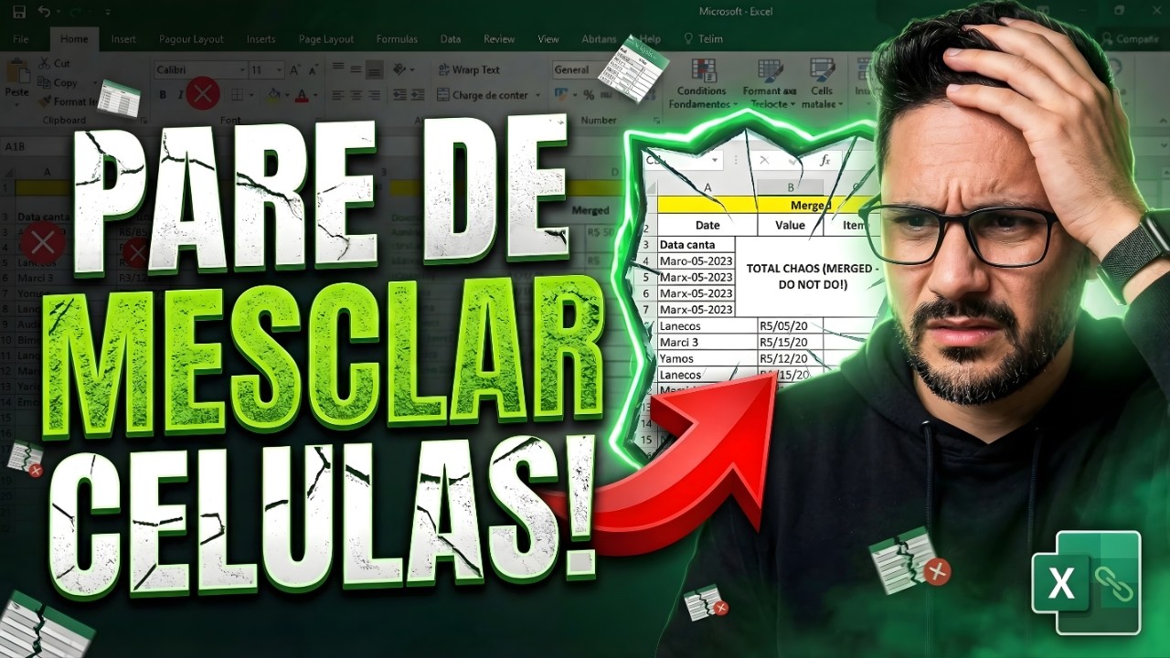 ⚠️ CUIDADO: Mesclar Células pode DESTRUIR sua Planilha! Faça isso antes