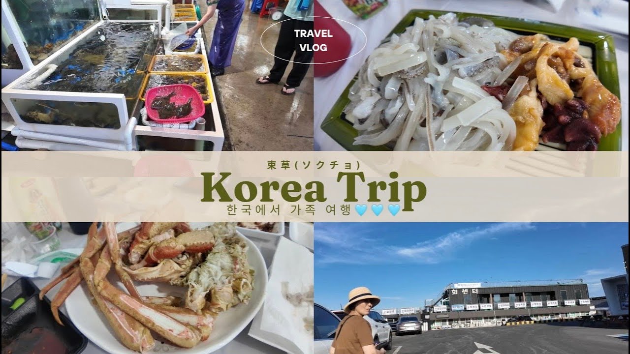 韓国で家族旅行。雪岳港刺身センター。韓国の両親初登場。【日韓夫婦】