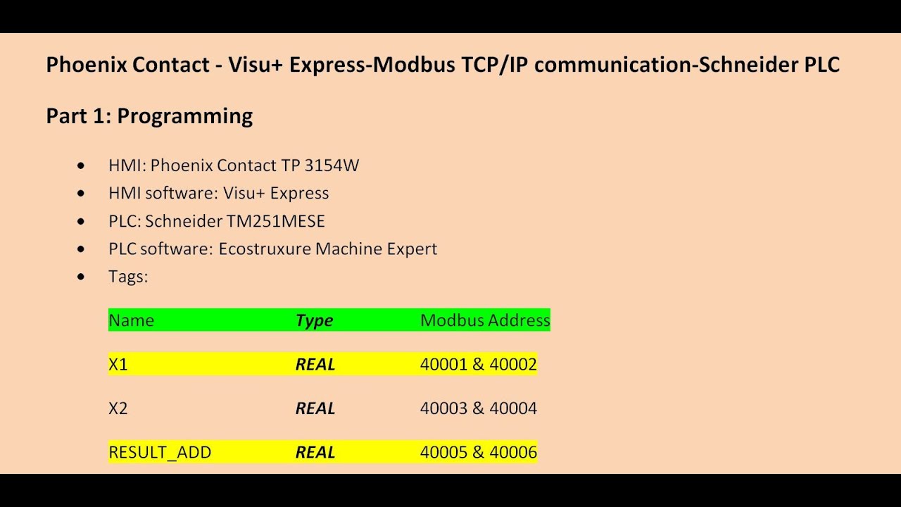 Phoenix Contact - Visu+ Express-Modbus TCP/IP communication-Schneider PLC (P1)
