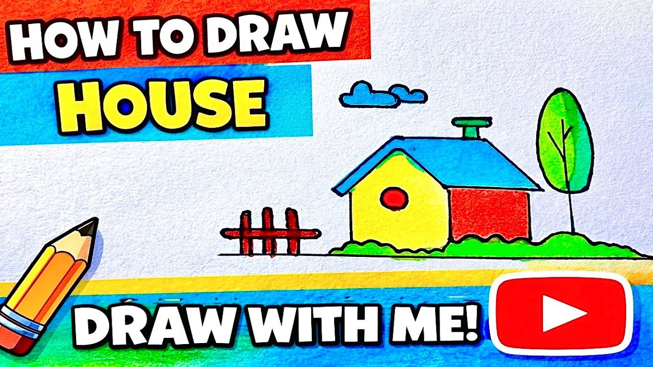 How to Draw a House Easy | Step by Step Drawing for Kids & Beginners