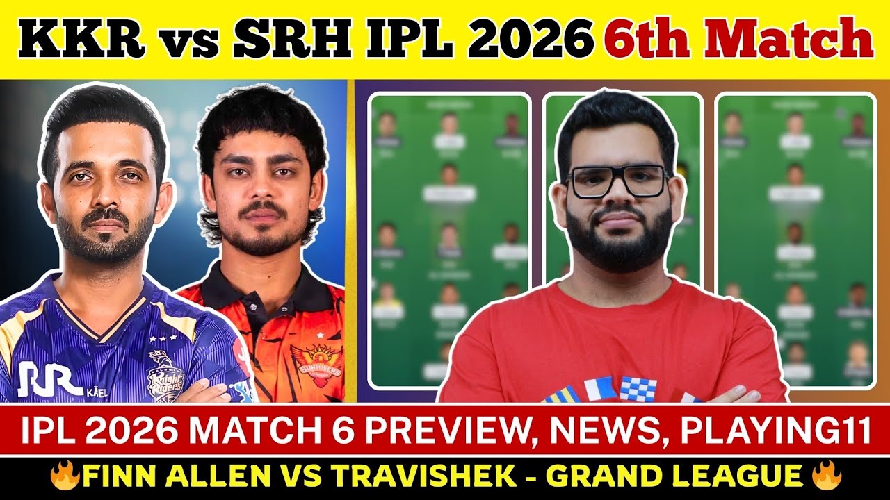 KKR vs SRH Dream11 Prediction| KKR vs SRH Today Match Prediction| IPL 2026 Match 6