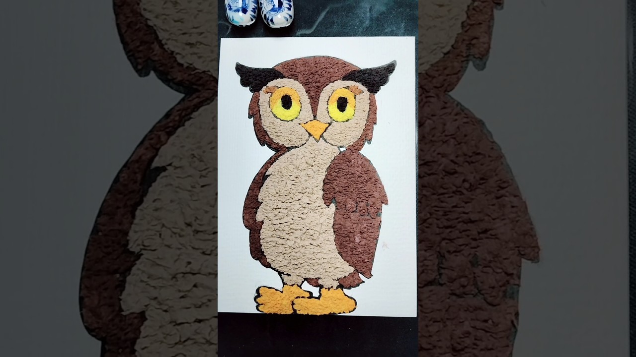 OWL... Texture art with tissue paper 