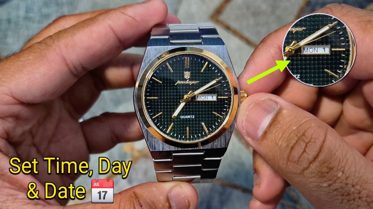How To Set A Watch With Day & Date? | Analog Watch Time, Day and Date Settings ⌚️