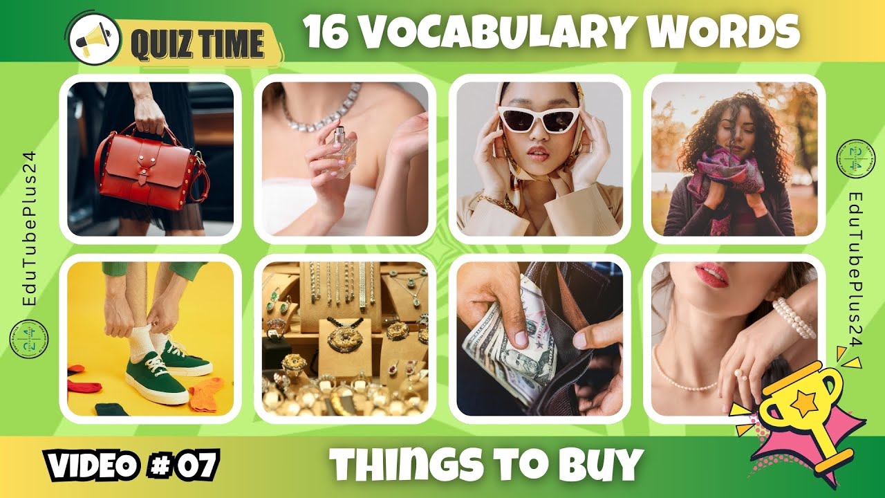 English Vocabulary Quiz Challenge - Video 7 |  Shopping Vocabulary Quiz: Things to Buy