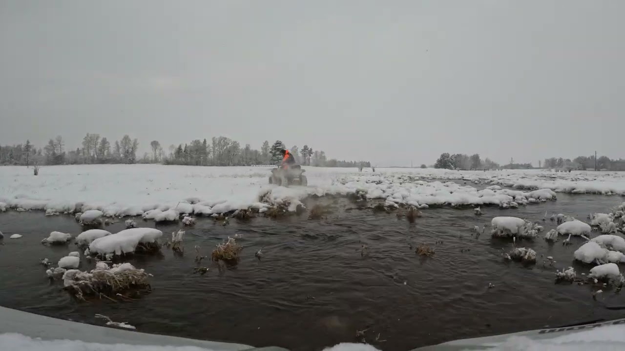 Winter forest, river ATV ride, Can-am Kren Renegade 1000
