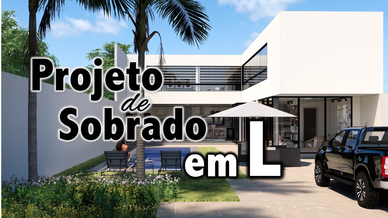 sobrado 12x30, sobrado em L 3 quartos, lindo projeto de sobrado em L com area gourmet