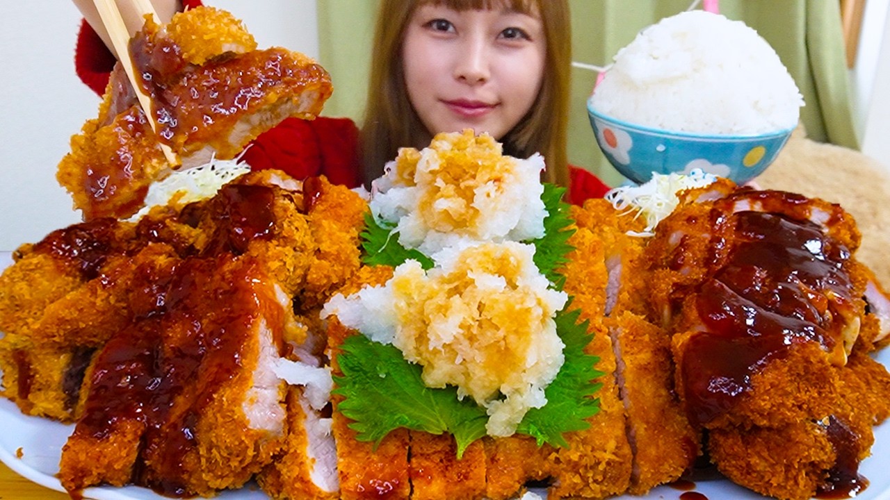 【大食い】とんかつをソースたっぷりつけて爆食い🐷🐷