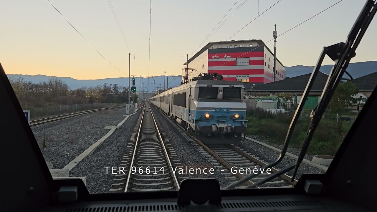 4K Cabride 🇨🇭 Genève (CH) - 🇨🇵 Bellegarde (F), en cabine d'une FLIRT LEX (RABe 522) + A320 + BB22200