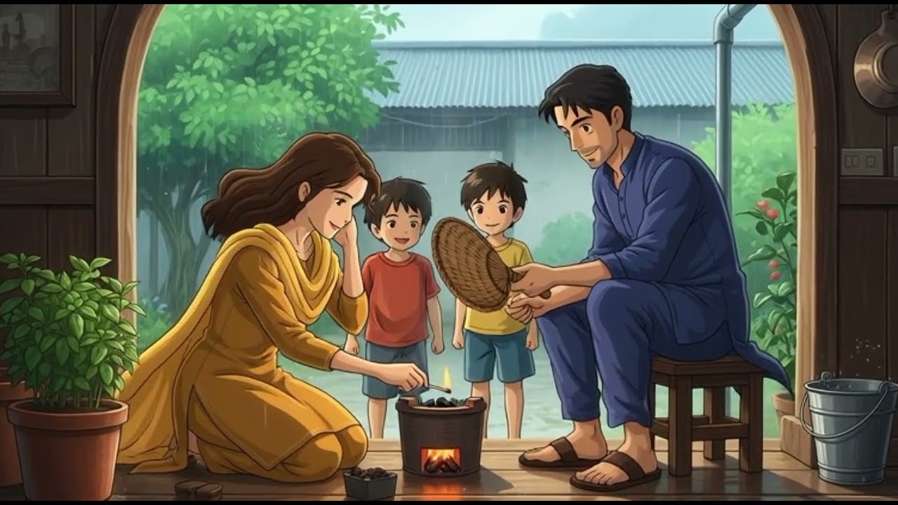 Rainy Evening in Our Pakistani Home | Monsoon Family Moments 😊😊| Ghibli-Style Cozy Animation