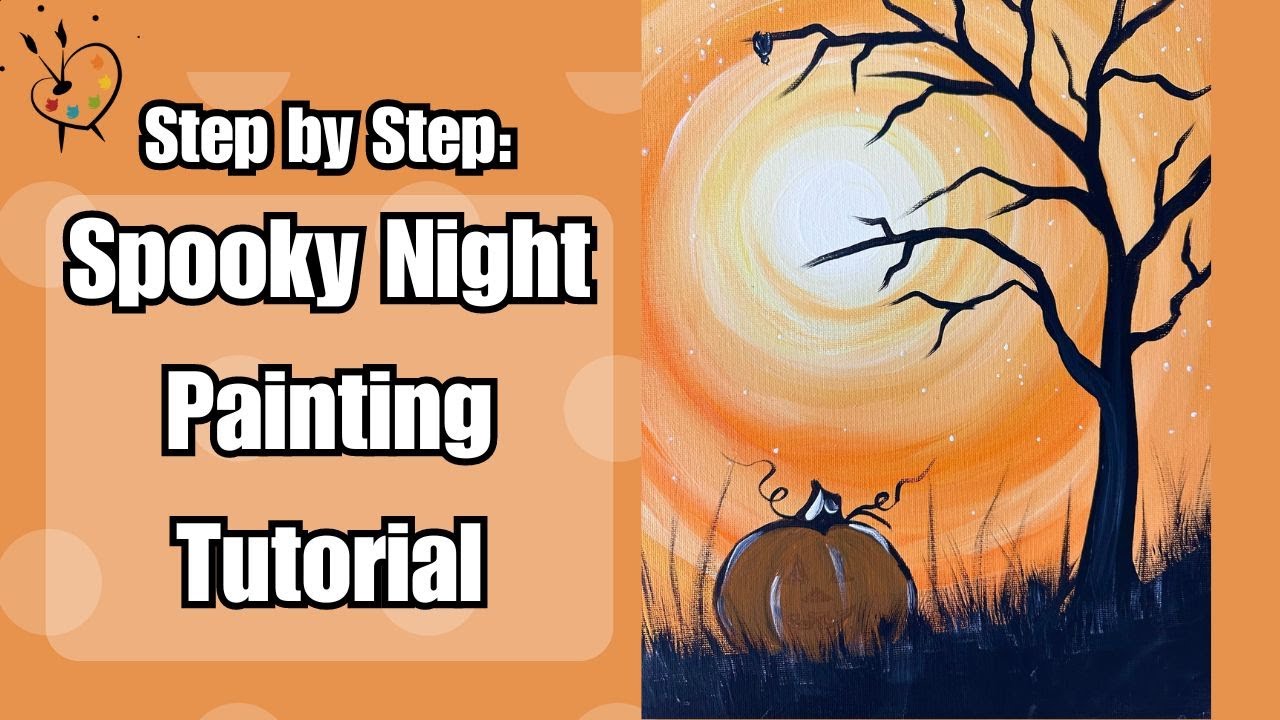 Fall Landscape Painting Halloween Theme | Step by Step Acrylic Painting Tutorial for Beginners