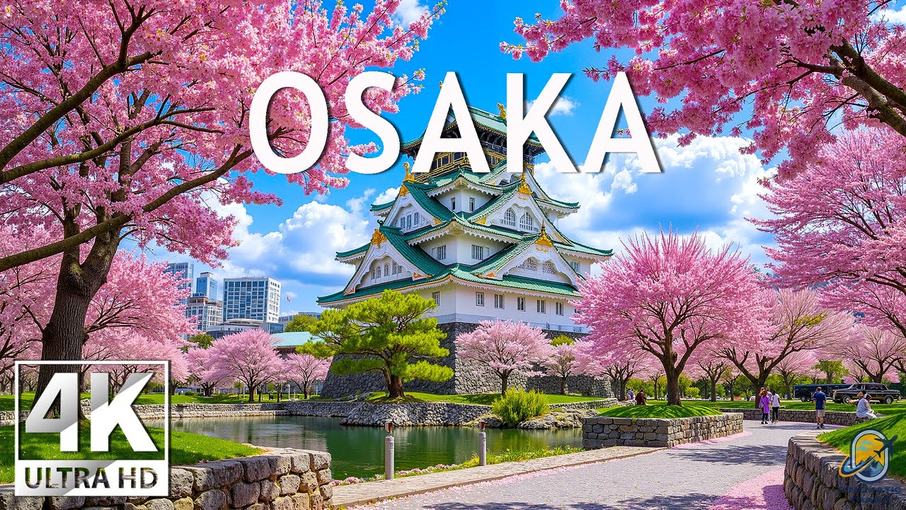 Osaka Spring 4K 🌸 Urban Spring Harmony &ndash; Cherry Blossoms, Historic Castle & Gentle City Calm