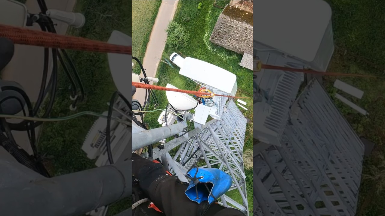 montaż anteny#celltower #tower #towerclimb #pracanawysokości #antena3 #towerclimber