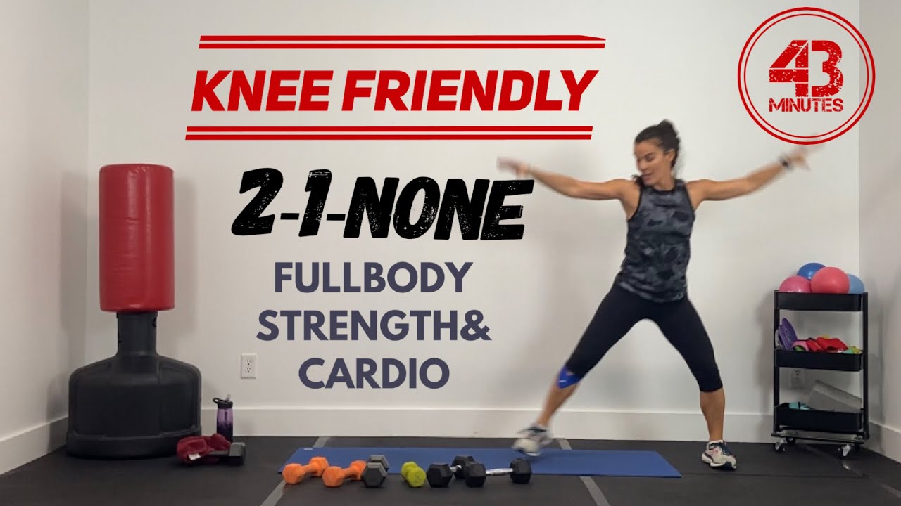 LOW IMPACT KNEE FRIENDLY TOTAL BODY STRENGTH--CARDIO workout AT HOME / 2--1--NONE/ Burn 380 calories