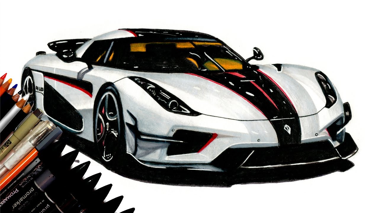 Realistic Car Drawing - Koenigsegg Regera - Time Lapse - Drawing Ideas